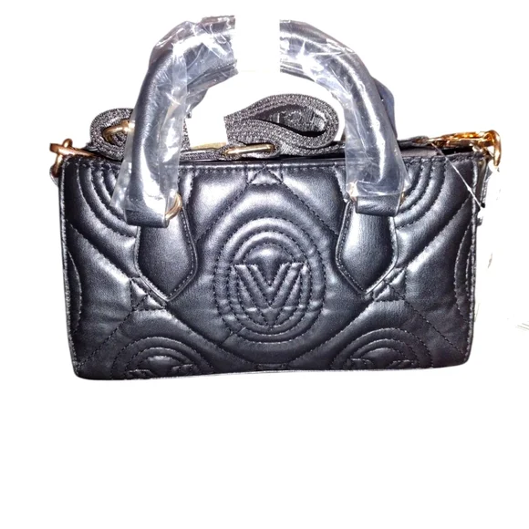 Valentino Orlandi Black Mini Quilted Bag with Gold Accents Nwt - Picture 3 of 3